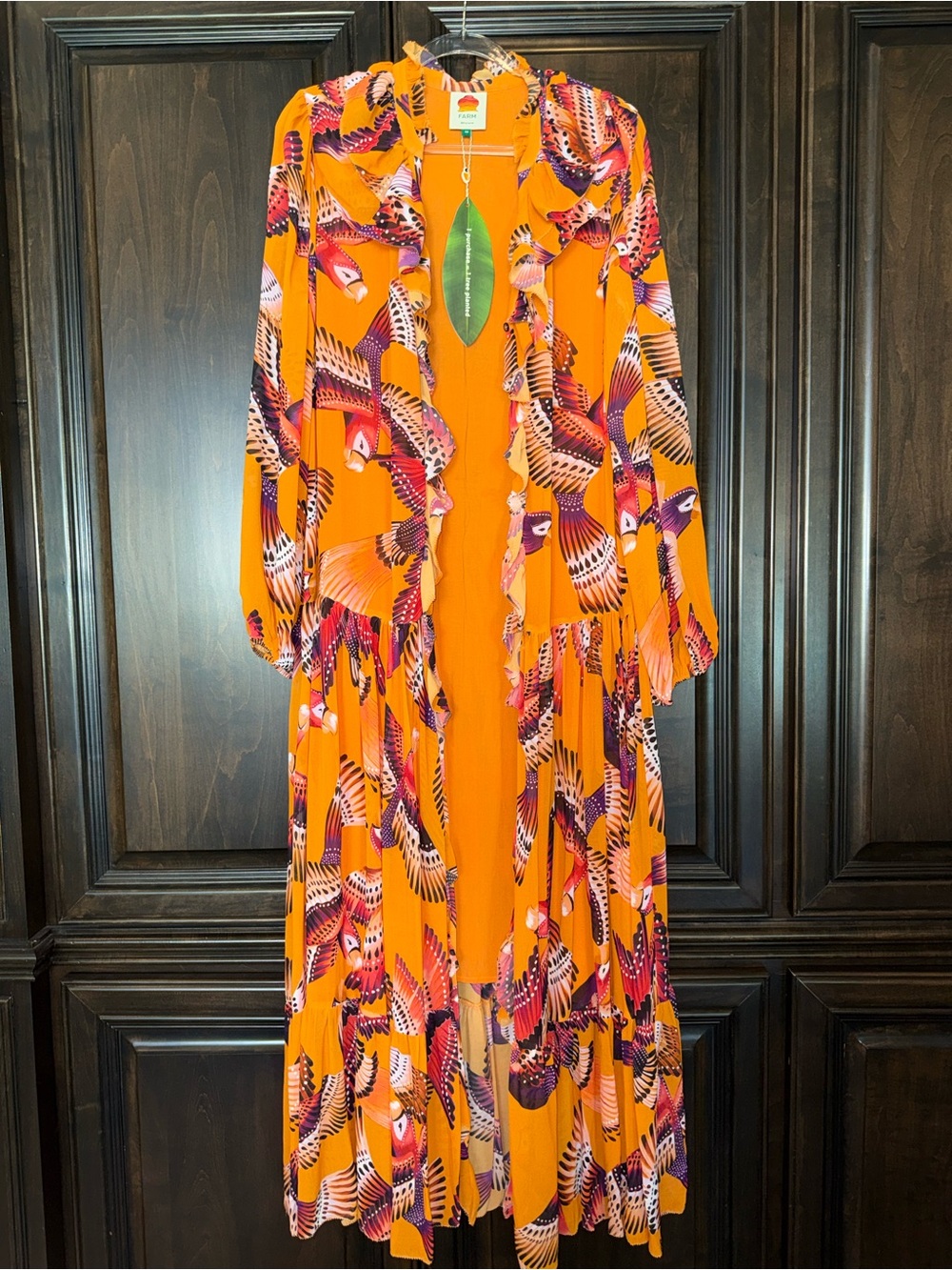 FARM Rio Orange Bird-Print Maxi Dress - Picture 16 of 16